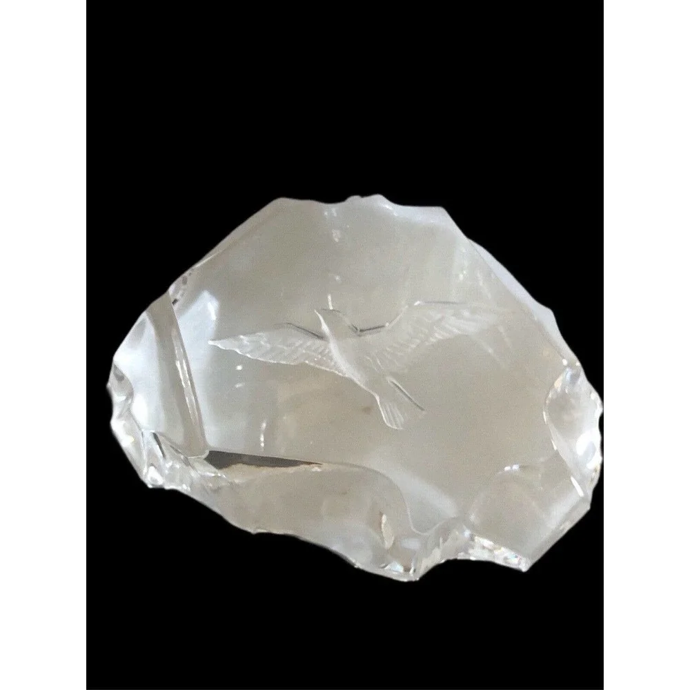 Rare Vintage Tittot Art Glass Crystal Sculpture Paperweight Bird Birds SIGNED